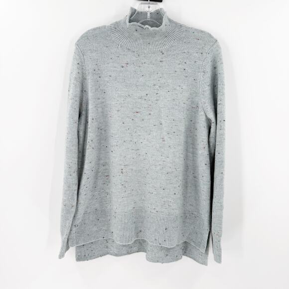 Loft Blue Rainbow Speckled Mock Neck Pullover Knit Sweater Women's Size Large - Picture 1 of 9